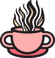 Hand Drawn vintage hot coffee logo in flat line art style png