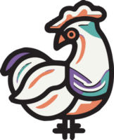 main tiré ancien poulet logo dans plat ligne art style png