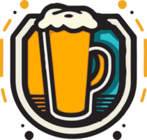 Hand Drawn vintage beer logo in flat line art style png