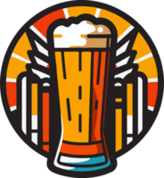 Hand Drawn vintage beer logo in flat line art style png