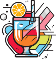 Hand Drawn vintage cocktail logo in flat line art style png