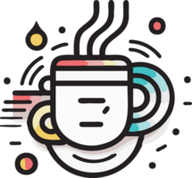 mano dibujado Clásico caliente café logo en plano línea Arte estilo png