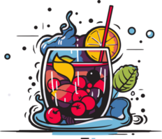 hand- getrokken wijnoogst cocktail logo in vlak lijn kunst stijl png