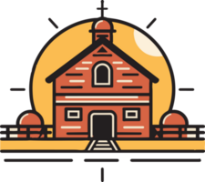 mão desenhado vintage Fazenda casa logotipo dentro plano linha arte estilo png