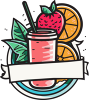 Hand Drawn vintage fruit and juice logo in flat line art style png