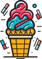 main tiré ancien la glace crème magasin logo dans plat ligne art style png