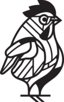 Hand gezeichnet Jahrgang Hähnchen Logo im eben Linie Kunst Stil png