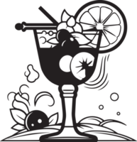 Hand gezeichnet Jahrgang Cocktail Logo im eben Linie Kunst Stil png