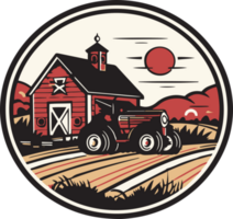 Hand Drawn vintage farm house logo in flat line art style png