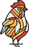 hand dragen årgång kyckling logotyp i platt linje konst stil png