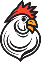 Hand Drawn vintage chicken logo in flat line art style png