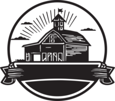 Hand Drawn vintage farm house logo in flat line art style png