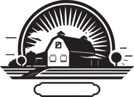 main tiré ancien ferme maison logo dans plat ligne art style png