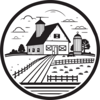 main tiré ancien ferme maison logo dans plat ligne art style png