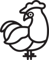 Hand Drawn vintage chicken logo in flat line art style png