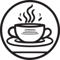 main tiré ancien chaud café logo dans plat ligne art style png