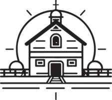 main tiré ancien ferme maison logo dans plat ligne art style png