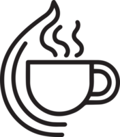 Hand Drawn vintage hot coffee logo in flat line art style png