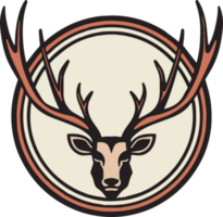 Hand Drawn vintage deer head logo in flat line art style png