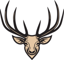 Hand Drawn vintage deer head logo in flat line art style png