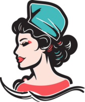 mano disegnato Vintage ▾ femmina capocuoco logo nel piatto linea arte stile png