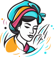 Hand gezeichnet Jahrgang weiblich Koch Logo im eben Linie Kunst Stil png