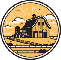 Hand Drawn vintage farm house logo in flat line art style png