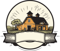 mão desenhado vintage Fazenda casa logotipo dentro plano linha arte estilo png