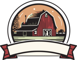 Hand Drawn vintage farm house logo in flat line art style png