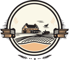 Hand Drawn vintage farm house logo in flat line art style png