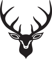 hand- getrokken wijnoogst hert hoofd logo in vlak lijn kunst stijl png