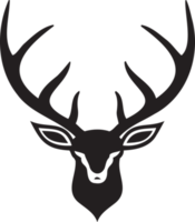 Hand Drawn vintage deer head logo in flat line art style png