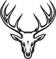 mano dibujado Clásico ciervo cabeza logo en plano línea Arte estilo png