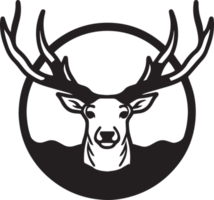 Hand Drawn vintage deer head logo in flat line art style png