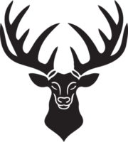 Hand Drawn vintage deer head logo in flat line art style png