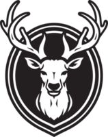 Hand Drawn vintage deer head logo in flat line art style png