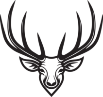 Hand Drawn vintage deer head logo in flat line art style png