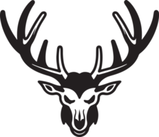 Hand Drawn vintage deer head logo in flat line art style png