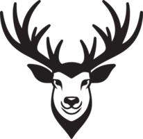 Hand Drawn vintage deer head logo in flat line art style png