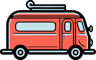 Hand Drawn vintage Food Truck logo in flat line art style png