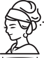 Hand gezeichnet Jahrgang weiblich Koch Logo im eben Linie Kunst Stil png