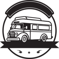 main tiré ancien nourriture un camion logo dans plat ligne art style png