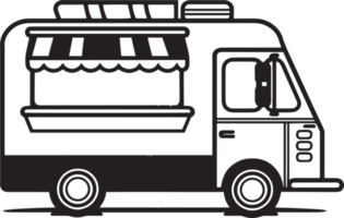 Hand Drawn vintage Food Truck logo in flat line art style png