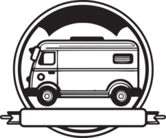 main tiré ancien nourriture un camion logo dans plat ligne art style png