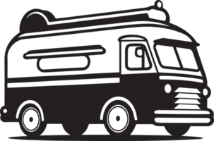 Hand Drawn vintage Food Truck logo in flat line art style png