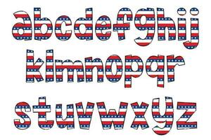 Handcrafted American Flag Letters. Color Creative Art Typographic Design vector