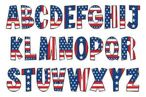 Handcrafted American Flag Letters. Color Creative Art Typographic Design vector