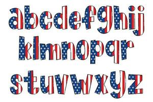 Handcrafted American Flag Letters. Color Creative Art Typographic Design vector