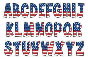 Handcrafted American Flag Letters. Color Creative Art Typographic Design vector