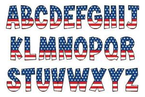 Handcrafted American Flag Letters. Color Creative Art Typographic Design vector